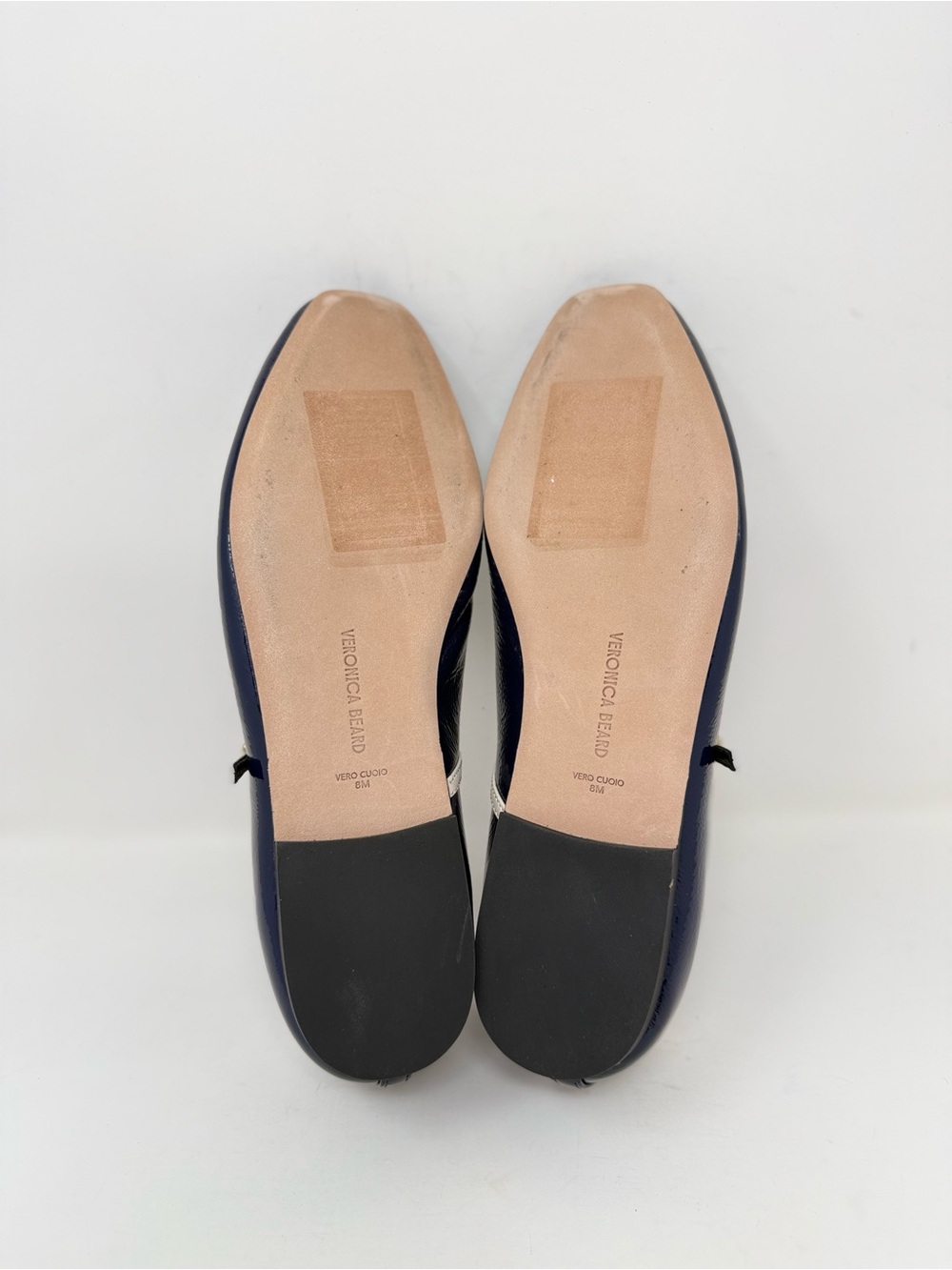 New Veronica Beard Ellie Mary Jane Flat Navy Ecru Sz 8 - Picture 13 of 14